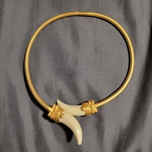 Kenneth Lane Gold and Cream Choker Tusk Necklace